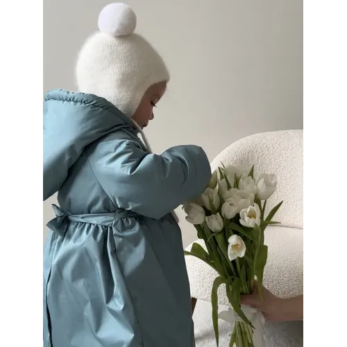 Пальто демисезонное — голубой, зеленый