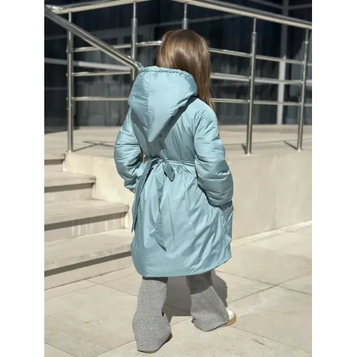 Пальто демисезонное — голубой, зеленый